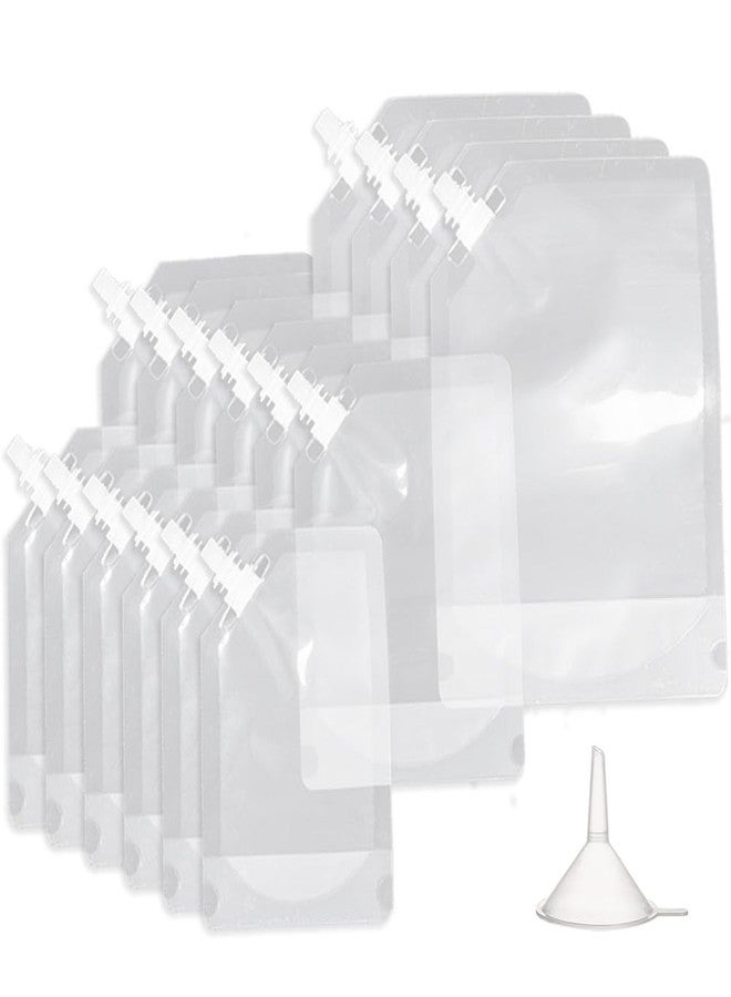 Fancypost 16-Pack Reusable Plastic Flasks - Clear Leak-Proof Bags for Travel, Sports, Concerts & Events (8oz/16oz/32oz) - Ideal for Running, Hiking & Outdoor Activities - Image 1